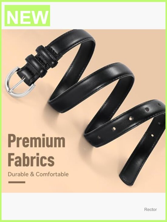 Faux Leather Skinny Belt with Single Prong Buckle for Jeans Pants Dresses main image 5